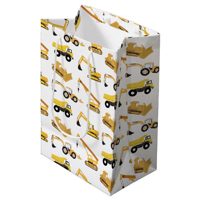 Sac Cadeau Moyen Camions de construction (Devant Angle)