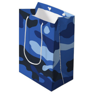 Sac Cadeau Moyen Camouflage Bleu Camo Motif de l'armée
