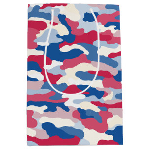 Sac Cadeau Moyen Camouflage rouge blanc et bleu