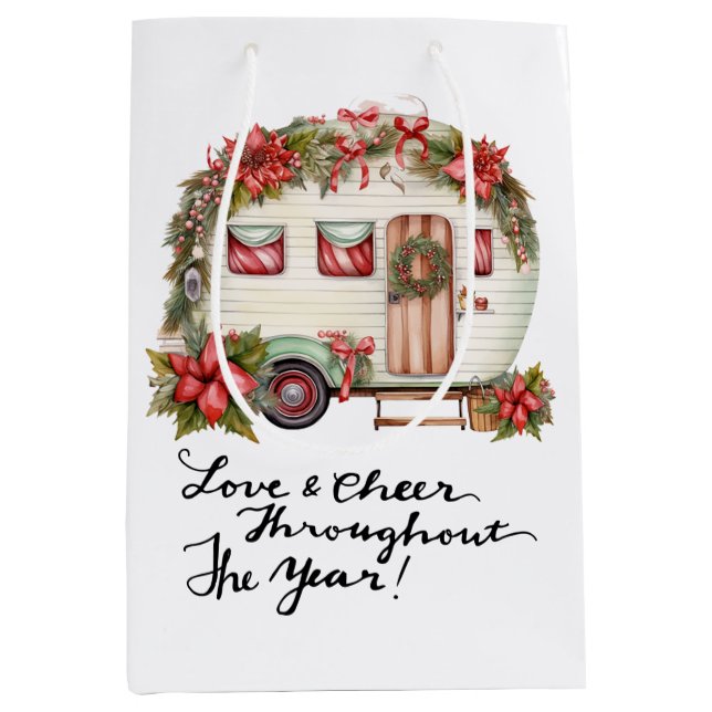 Sac Cadeau Moyen Camping Camping à thème de Noël (Devant)