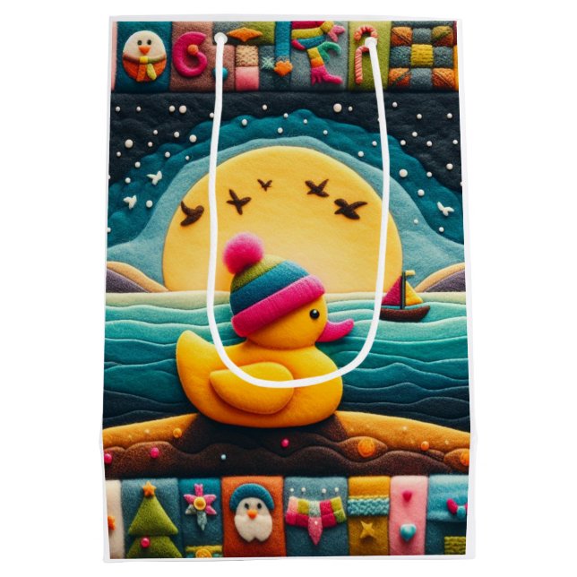 Sac Cadeau Moyen canard en plastique jaune (Dos)