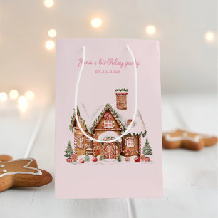 Sac Cadeau Moyen Candy Gingerbread Maison rose Anniversaire
