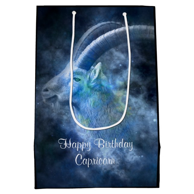 Sac Cadeau Moyen Capricorn chèvre MGB Joyeux anniversaire (Dos)