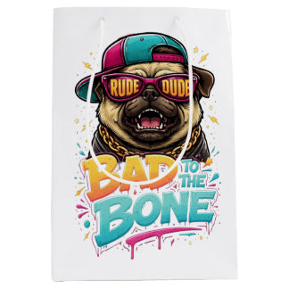 Sac Cadeau Moyen Caractère de pug méchant — Conception de vêtements