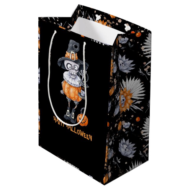 Sac Cadeau Moyen Caractère et Motif Halloweing (Dos Angle)