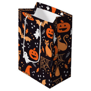 Sac Cadeau Moyen Caractères d'halloween en noir mou