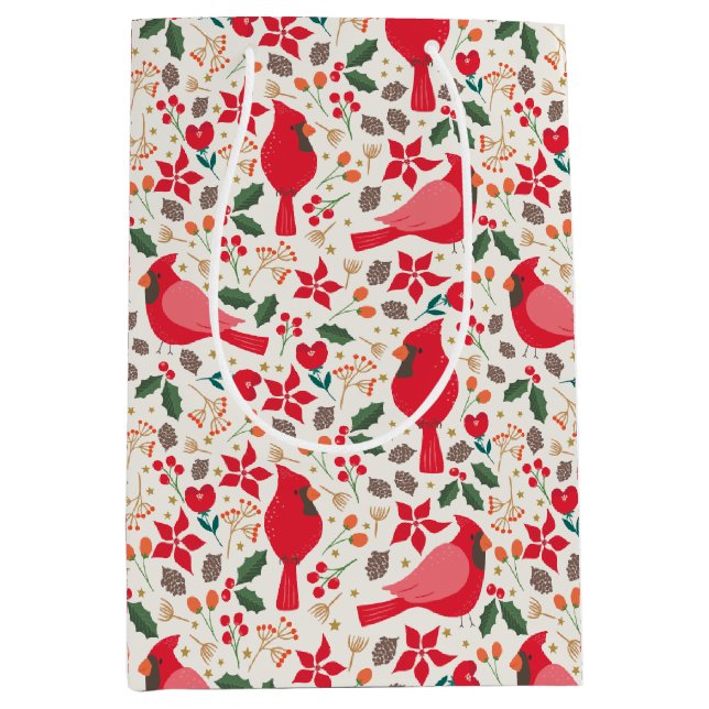 Sac Cadeau Moyen Cardinaux des Vacances d'hiver (Devant)