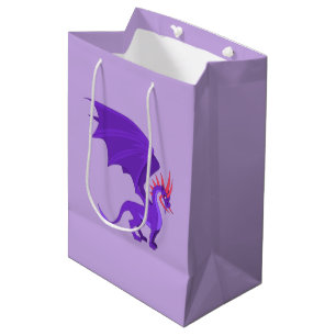Sac Cadeau Moyen Caricature de dragon violet