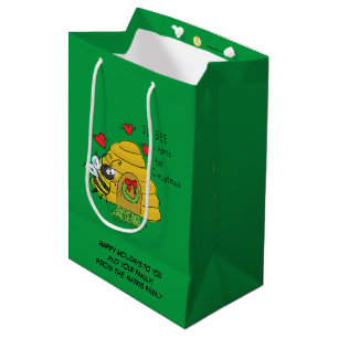 Sac Cadeau Moyen Caricature de Noël Bee Funny Holiday