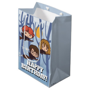 Sac Cadeau Moyen Caricature Harry, Ron, & Hermione Voler Dans Woods