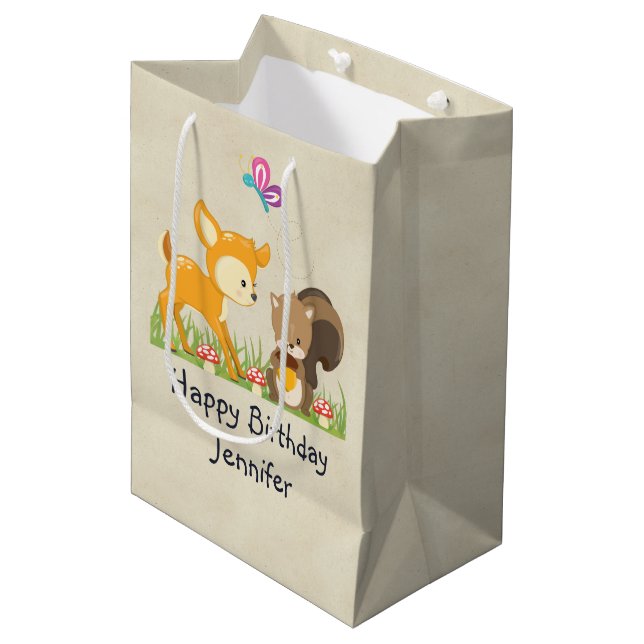 Sac Cadeau Moyen Caricature pour les créations boisées mignonnes An (Devant Angle)
