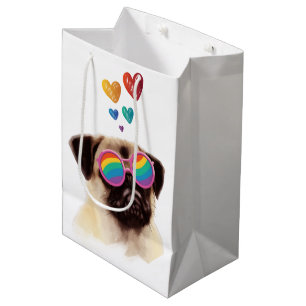Sac Cadeau Moyen Carlin Chien avec Coeurs Saint-Valentin