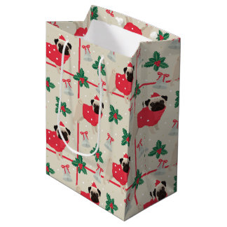 Sac Cadeau Moyen Carlin Chien portant le chandail et Noël Santa Hat