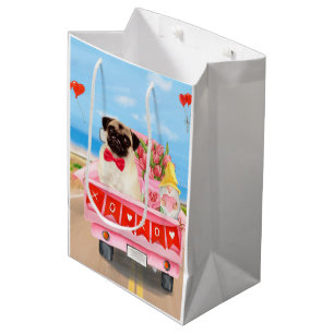 Sac Cadeau Moyen Carlin Chien Saint-Valentin Coeurs de camion