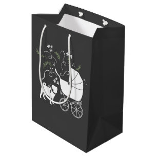 Sac Cadeau Moyen Carlin Dog Baby shower gris chiot neutre genre