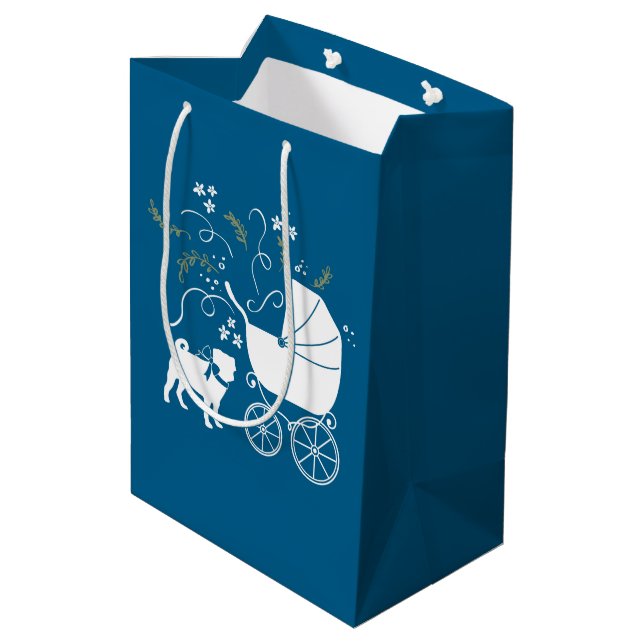 Sac Cadeau Moyen Carlin Fête Blue Thème Célébration (Dos Angle)