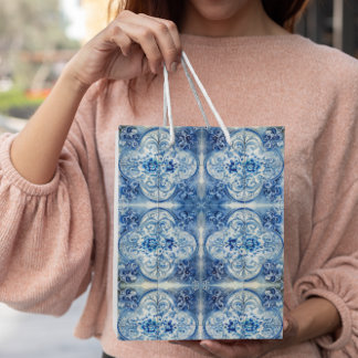 Sac Cadeau Moyen Carreau antique en bleu de Delft