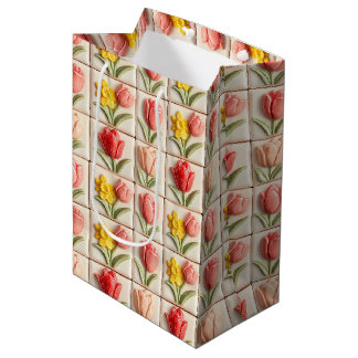 Sac Cadeau Moyen Carreaux en céramique 3D florale 63/144 Cadeau moy