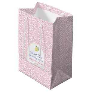 Sac Cadeau Moyen Carreaux Roses Féminins Citrons Italiens Mariage B