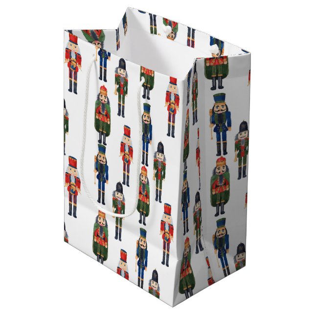 Sac Cadeau Moyen carrelage de noix de Noël festif (Devant Angle)