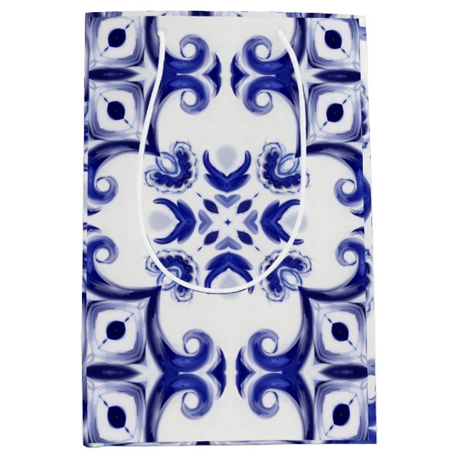 Sac Cadeau Moyen Carrelage méditerranéen, majolica, Sicilienne, (Devant)