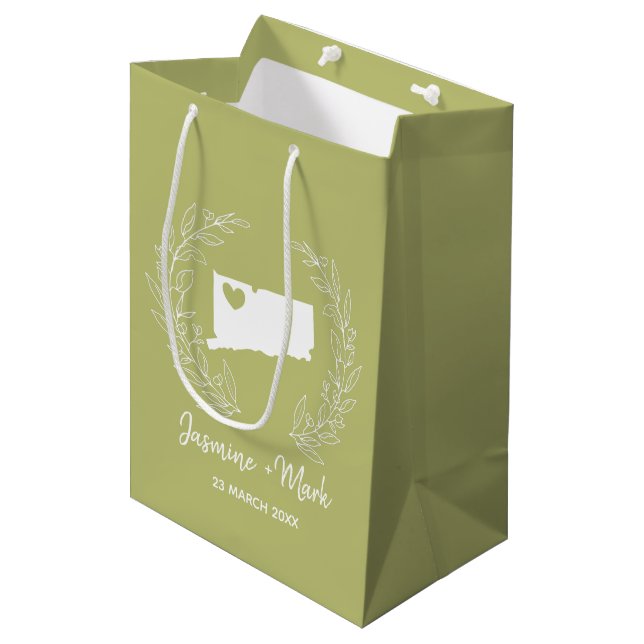 Sac Cadeau Moyen Carte Connecticut destination mariage faveurs      (Devant Angle)