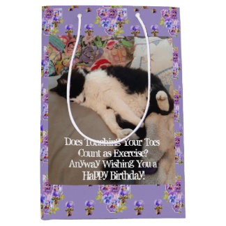 Sac Cadeau Moyen Carte d'anniversaire Chat Smoking Touchant les Ort