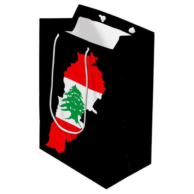 Sac Cadeau Moyen Carte du Liban avec drapeau (Devant Angle)