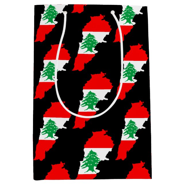 Sac Cadeau Moyen Carte du Liban avec drapeau (Devant)