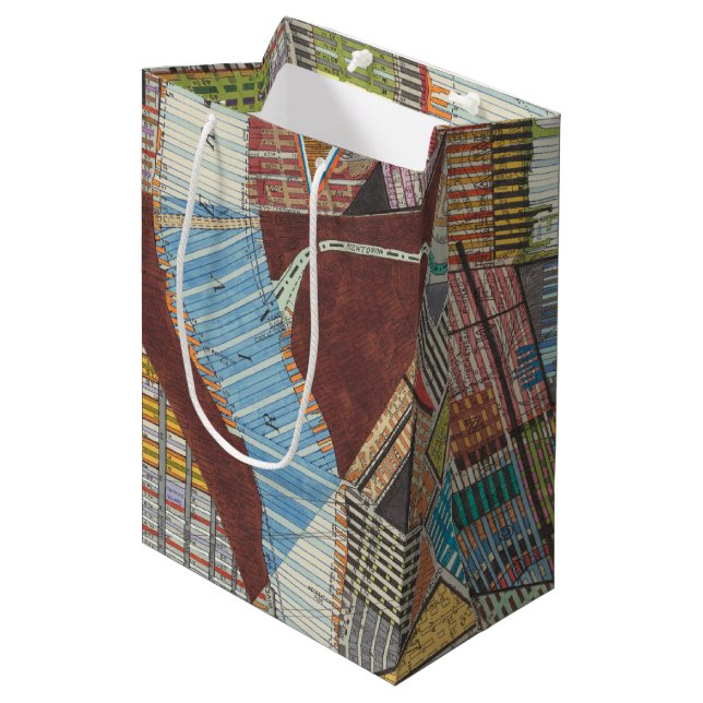 Sac Cadeau Moyen Carte moderne de New York II (Devant Angle)