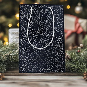 Sac Cadeau Moyen Carte postale Marine et Silver Holiday