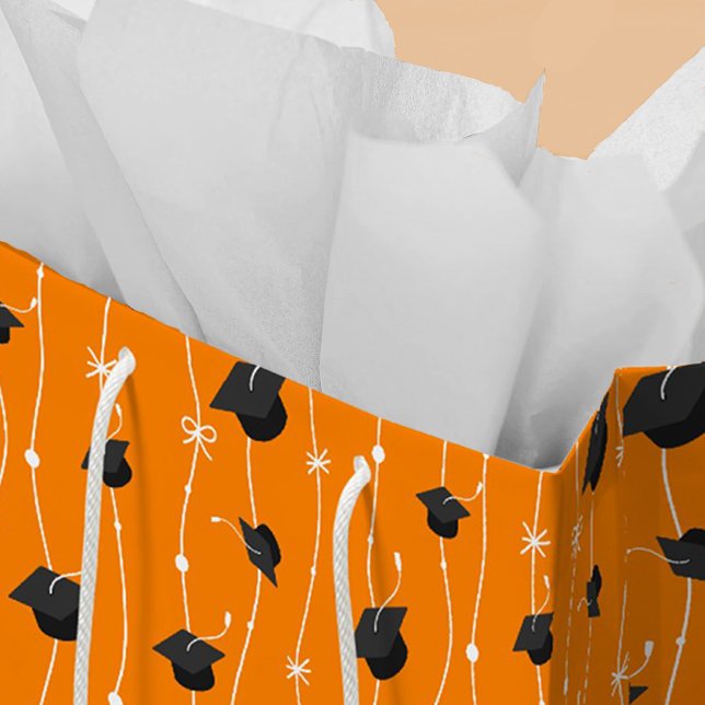 Sac Cadeau Moyen Cartes de graduation orange et ruban (Créateur téléchargé)