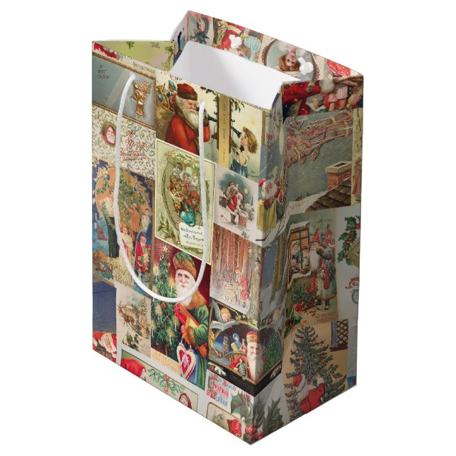 Sac Cadeau Moyen Cartes de voeux de Noël Antique Motif (Dos Angle)