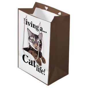 Sac Cadeau Moyen Cat Kitty Amoureux des animaux Drôle