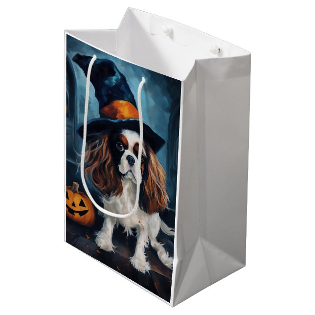 Sac Cadeau Moyen Cavalier King Citrouilles Halloween effrayant (Devant Angle)