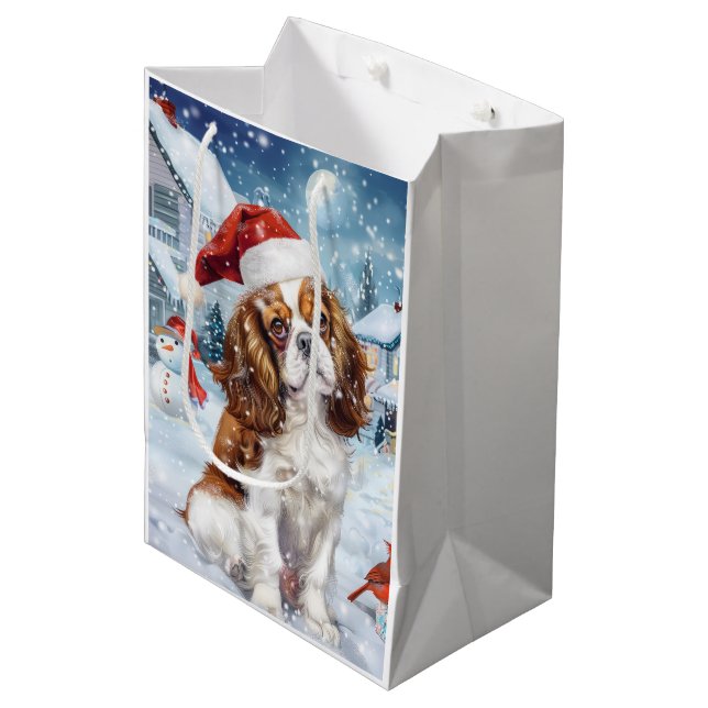Sac Cadeau Moyen Cavalier King Winter Wonderland Noël Joie (Devant Angle)