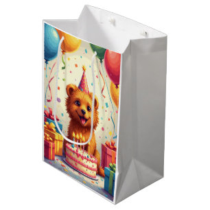 Sac Cadeau Moyen Célébration d'anniversaire de Lowchen