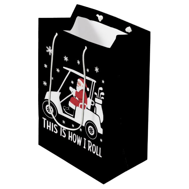 Sac Cadeau Moyen C'est comme ça que je roule drôle de Père Noël à b (Devant Angle)