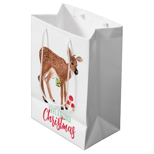 Sac Cadeau Moyen Champignons verts et rouges (Devant Angle)