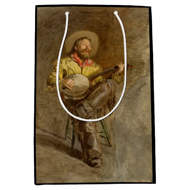 Sac Cadeau Moyen Chanter Espagnol Cowboy à Banjo jouer à la chanson (Devant)