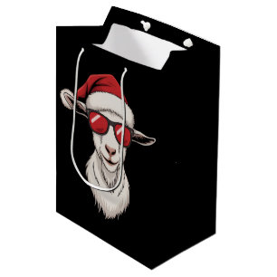 Sac Cadeau Moyen Chapeau de Noël de chèvre drôle mignon animal de f