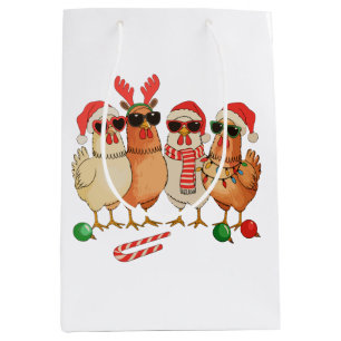 Sac Cadeau Moyen Chapeau de Noël de Santa pour poulet ferme famille