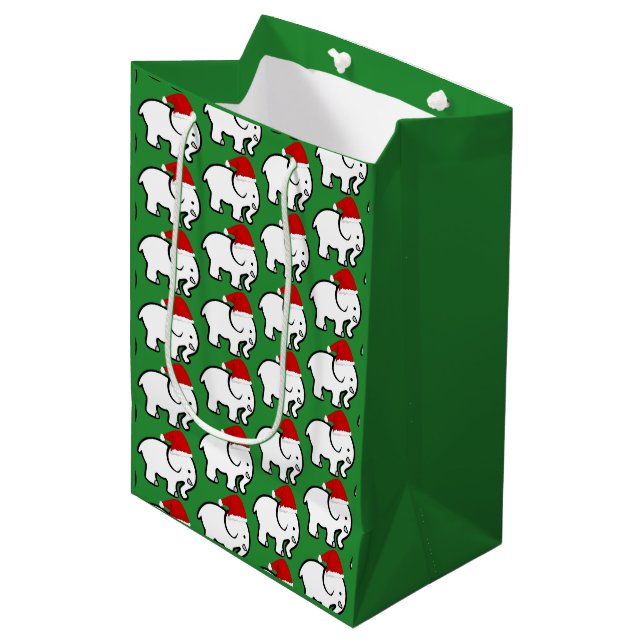 Sac Cadeau Moyen Chapeau de Père Noël Eléphant Blanc  (Devant Angle)
