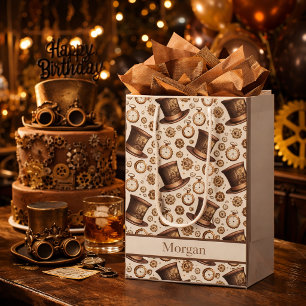 Sac Cadeau Moyen Chapeau Steampunk Victorien personnalisé et nom à