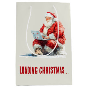 Sac Cadeau Moyen Chargement Noël amusant Père Noël Design
