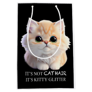 Sac Cadeau Moyen Chat chaton blanc et orange moelleux