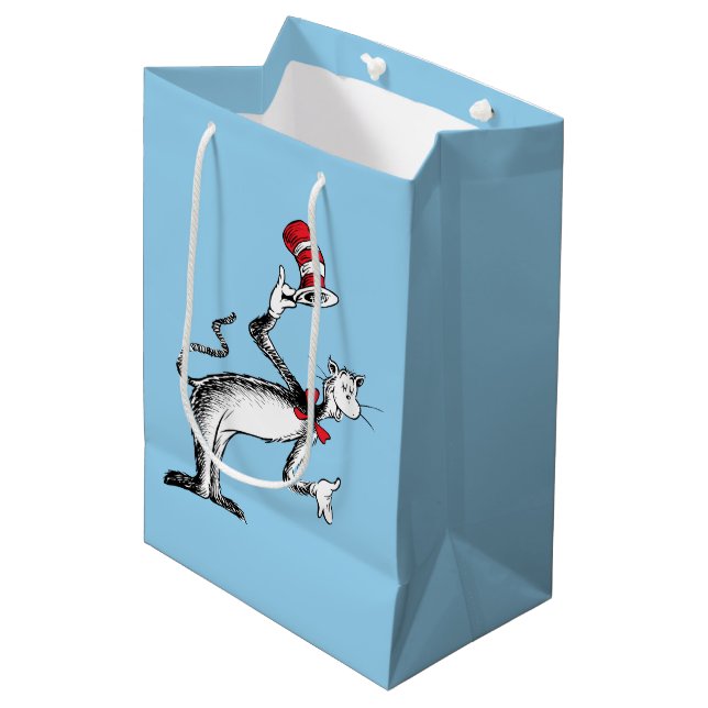 Sac Cadeau Moyen Chat dans le Casquette prend une chèvre (Devant Angle)