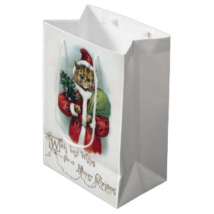 Sac Cadeau Moyen Chat de Noël, Louis Wain