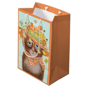 Sac Cadeau Moyen Chat de Pâques dans le capot de Pâques avec des