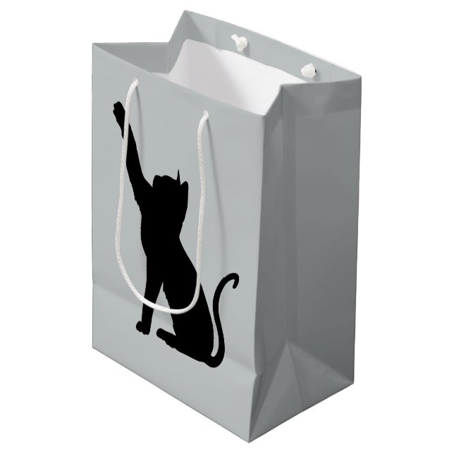 Sac Cadeau Moyen Chat gris et noir (Devant Angle)